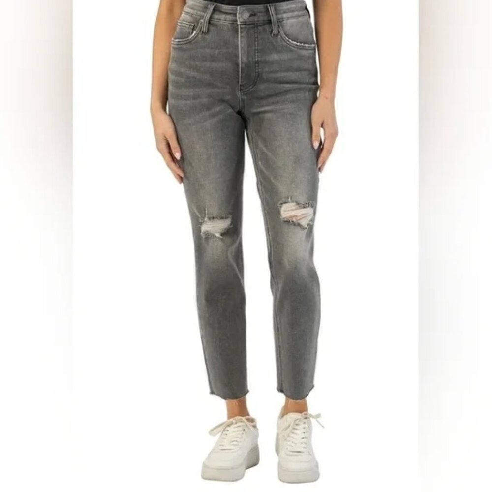 Kut From The Kloth-High Rise Rachael Fab Ab‎ Mom Jeans Size 14L Faded Grey